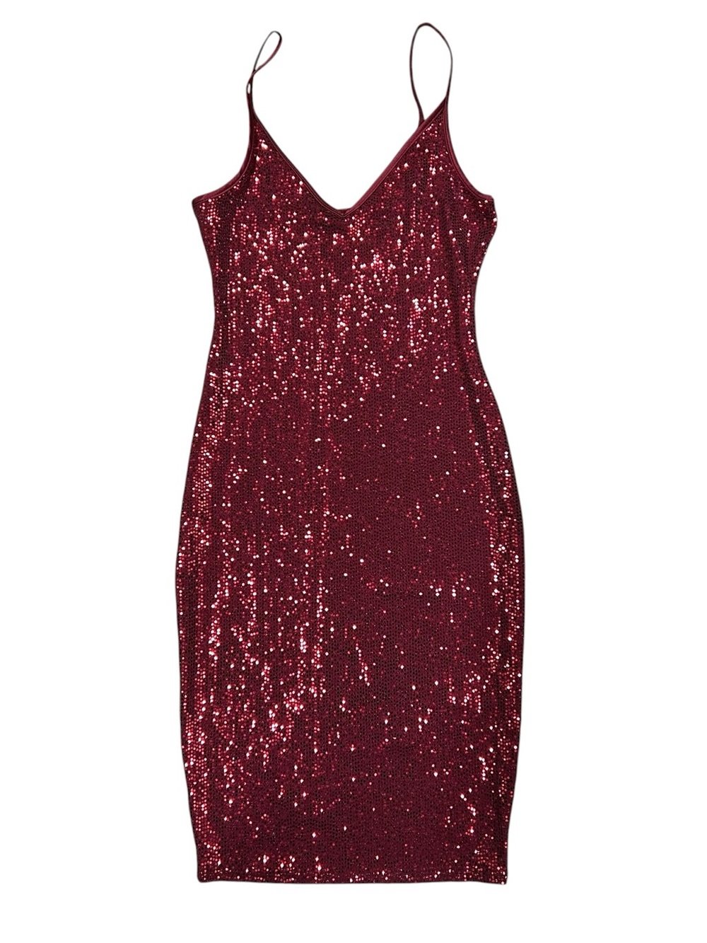 Express Womens Small Burgurdy Metallic Shimmer Mini Dress